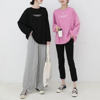 Crewneck Printed Letter Oversize Sweatshirt