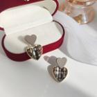 Heart Dangle Earring 1 Pair - Gold & Coffee - One Size