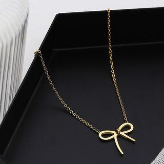 Bow Pendant Alloy Necklace 1 Pc - Gold - One Size