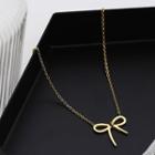 Bow Pendant Alloy Necklace 1 Pc - Gold - One Size