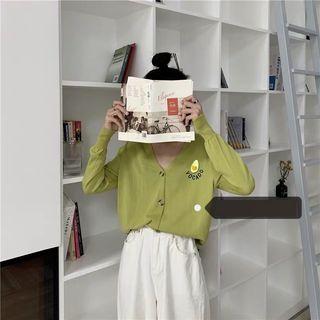 Embroidered Avocado Cardigan