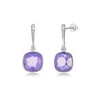 925 Sterling Silver Elegant Fashion Simple Sparkling Purple Austrian Element Crystal Earrings Silver - One Size