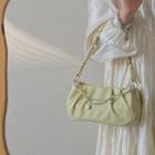 Chain Accent Faux Leather Hand Bag