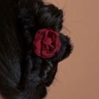 Flower Fabric Hair Clamp 2276a - Hair Clamp - Rose Red & Black - One Size