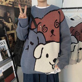 Cartoon Dog Print Sweater