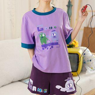 Short-sleeve Monster Print T-shirt
