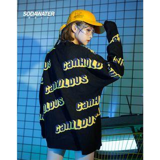 Loose-fit Drop-shoulder Printed Knit Sweater