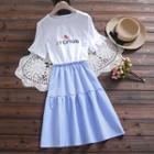 Short-sleeve Strawberry Embroidered A-line Dress