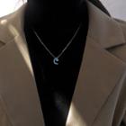 Moon Necklace 1pc - Silver & Blue - One Size