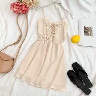 Spaghetti Strap Inset Short A-line Dress