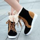 Lace-up Hidden Wedge Snow Short Boots