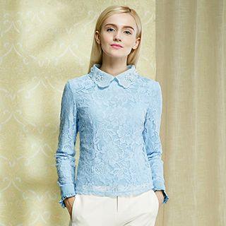 Embroidered-collar Lace Blouse