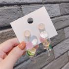 Shell Disc Fringed Earring 1 Pair - Pink & Yellow & Blue & White - One Size
