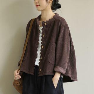 Lace Trim Corduroy Jacket