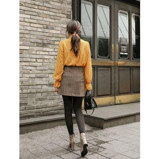 Smocked-neck Lace Blouse