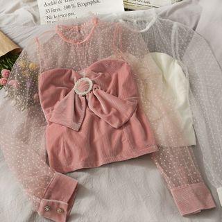 Patchwork Ribbon Velvet Top