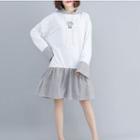 Mock Two-piece Hooded Sweater Dress White - One Size