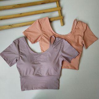 Short-sleeve Padded Sports Cropped T-shirt