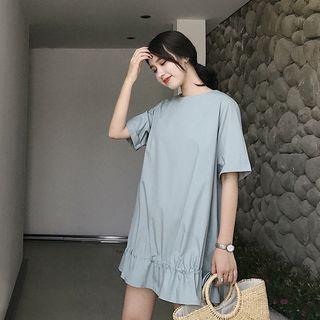 Short-sleeve Drawstring Hem Dress