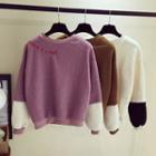 3/4-sleeve Embroidered Sweatshirt
