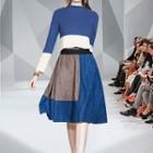 Set: Color Block Sweater + A-line Skirt