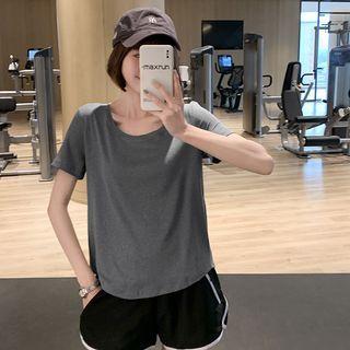 Short-sleeve Slit Sports Top