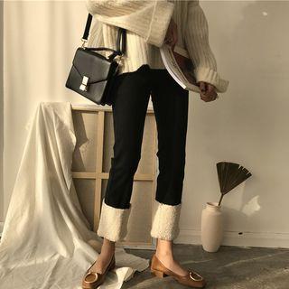 Color-block Fleece Cropped Jeans