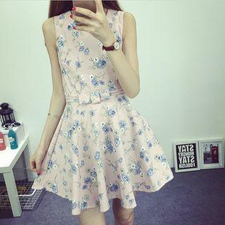 Sleeveless Floral Ruffle Dress