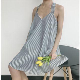 Sleeveless Pinstriped A-line Dress