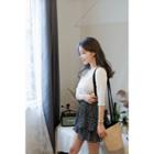 Band-waist Pattern Ruffled Skirt