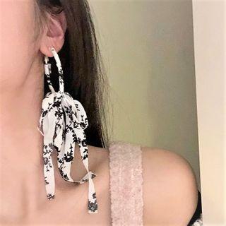 Hoop & Ribbon Fabric Dangle Earring