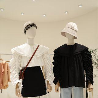 Ruffled Collared Long-sleeve Blouse