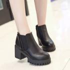 Faux Leather Platform Chunky-heel Ankle Boots