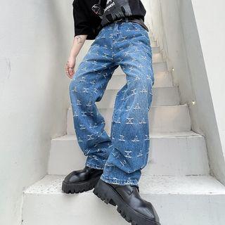 High Waist Embroidered Jeans