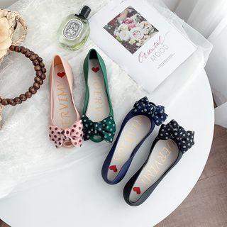 Dotted Bow Peep-toe Flats