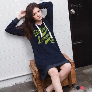 Letter Hooded Sweatshirt Dress