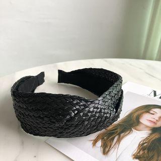 Straw Woven Headband Black - One Size