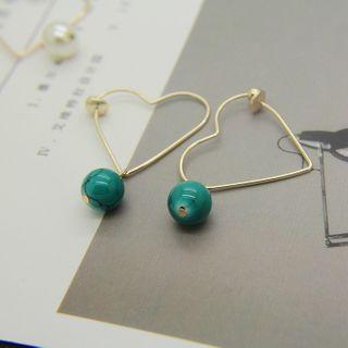 Alloy Heart & Bead Dangle Earring