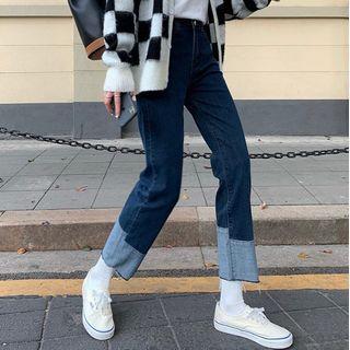High-waist Patchwork Jeans