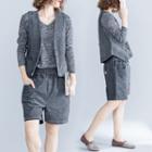 Set: Corduroy Vest + Shorts Gray - One Size