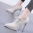 Pointed Lace Up Platform High Heel Ankle Boots