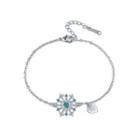 Fashion Snowflake Heart Bracelet With Blue Austrian Element Crystal Silver - One Size