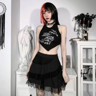 Tiered Mesh Mini A-line Skirt