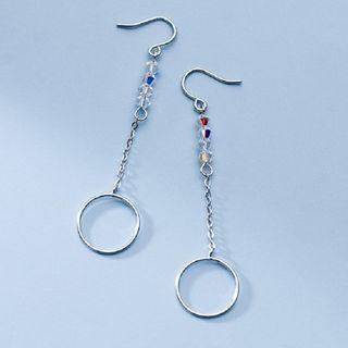 Sterling Silver Hoop Drop Earring 1 Pair - Silver - One Size