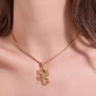 Rhinestone Scorpion Pendant Necklace 3804 - 01 - Gold - One Size