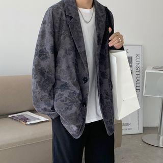 Flower Print Single-breasted Blazer