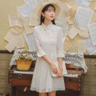 3/4 Sleeve Frog Button Stand-collar Qipao Dress