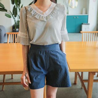 Linen Blend Colored Shorts