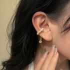 Faux Pearl Rhinestone Chained Alloy Cuff Earring 1 Pc - My33904 - Gold - One Size
