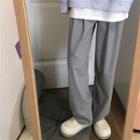 Plain Wide Leg Pants / Embroider Letter Sweatshirt